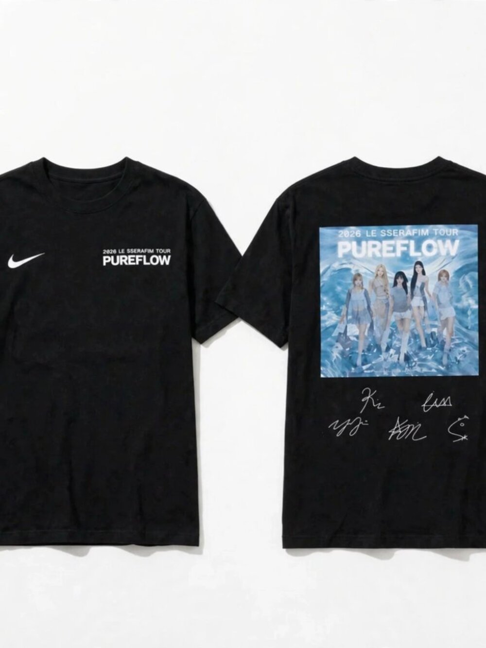 LE SSERAFIM Tour Pureflow 2026 Graphic Black T-Shirt S-4XL
